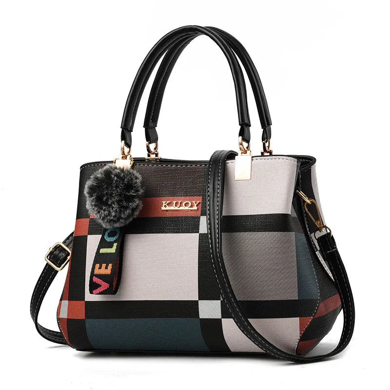 fachgo | Elegant Designer Handbags Women Bags Messenger PU Leather Crossbody Bags Hairball tassen Girls Shoulder Bag Top-hand Tote Bag