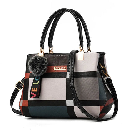 fachgo | Elegant Designer Handbags Women Bags Messenger PU Leather Crossbody Bags Hairball tassen Girls Shoulder Bag Top-hand Tote Bag