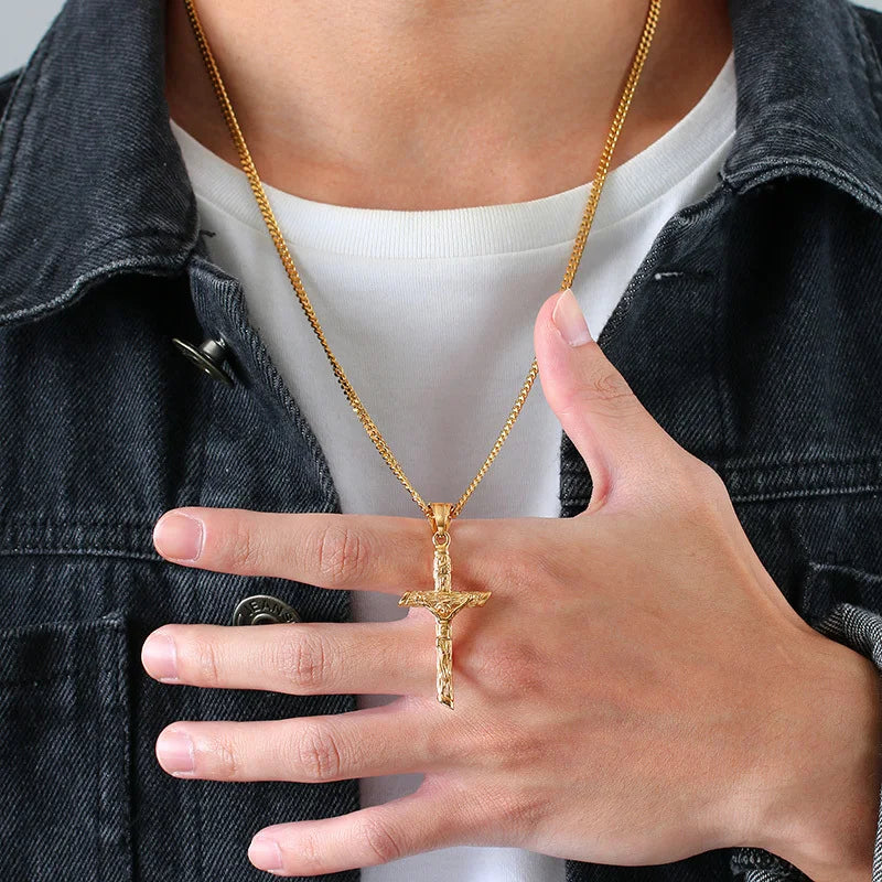 fachgo | VNOX Gold Stainless Steel Cross Necklace (Unisex)