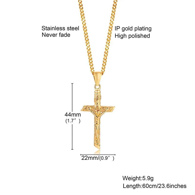 fachgo | VNOX Gold Stainless Steel Cross Necklace (Unisex)