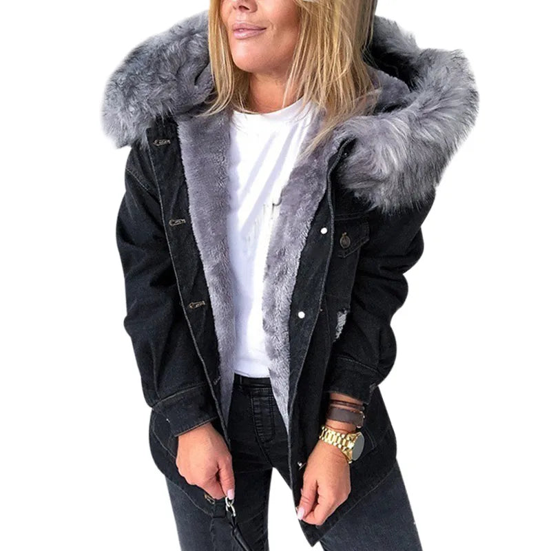 fachgo | Women’s Fleece-Lined Denim Jacket
