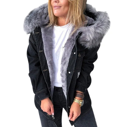 fachgo | Women’s Fleece-Lined Denim Jacket