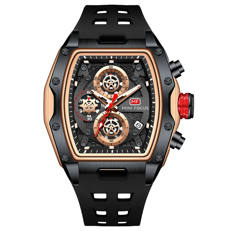 fachgo | MINI FOCUS MF0473G MF 0473 Men's Watches Luxury Sport Quartz Watch Waterproof Luminous Hands Silicone Strap Wristwatches for Men