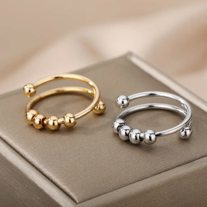 fachgo | Anxiety Ring Beads Rings For Women Men Stainless Steel Ring Spinner