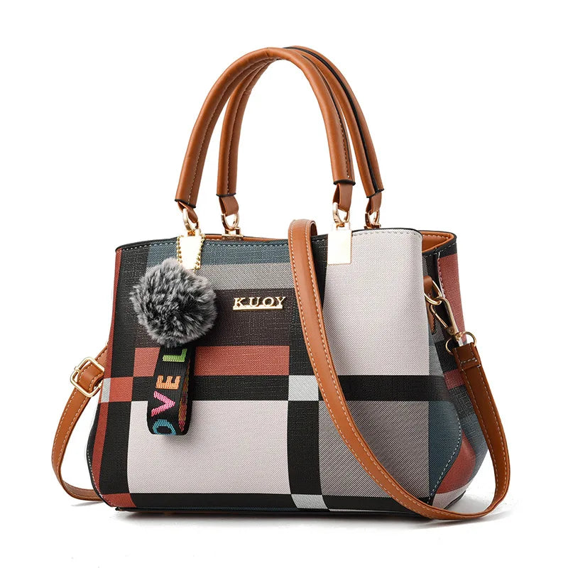 fachgo | Elegant Designer Handbags Women Bags Messenger PU Leather Crossbody Bags Hairball tassen Girls Shoulder Bag Top-hand Tote Bag