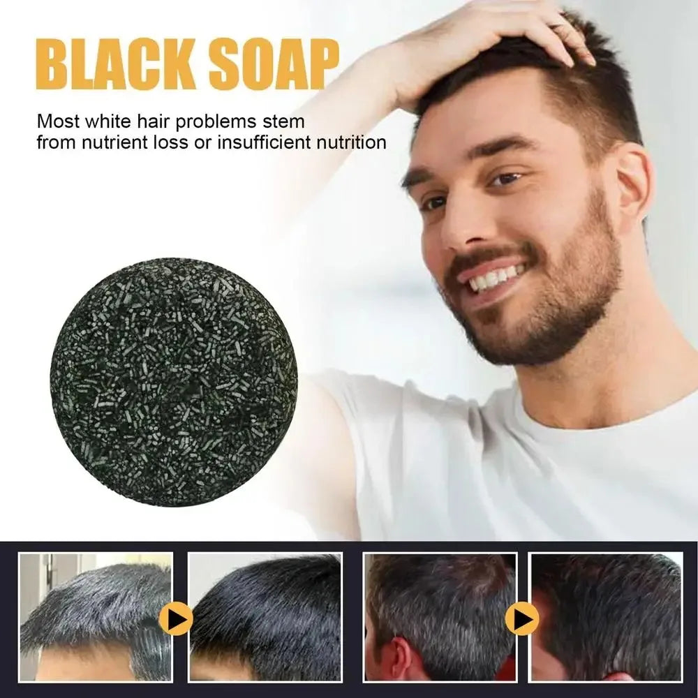 fachgo | Hair Shampoo Soap Polygonum Multiflorum Black Soap White Hair Repair Soap Hair Care Set Nourishing Anti Dandruff Hair Dye Soap