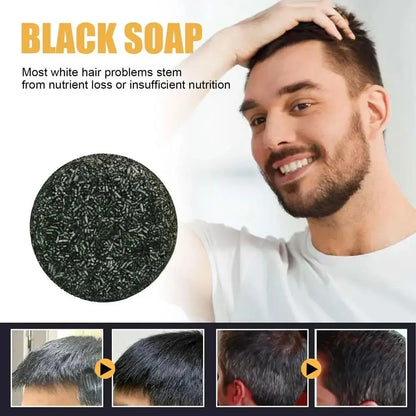 fachgo | Hair Shampoo Soap Polygonum Multiflorum Black Soap White Hair Repair Soap Hair Care Set Nourishing Anti Dandruff Hair Dye Soap