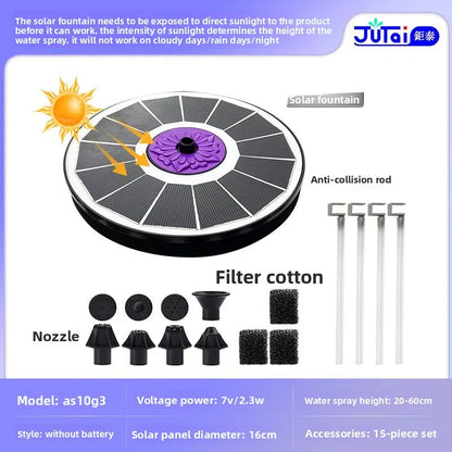 fachgo | Solar Fountain Outdoor Garden Water Feature Floating Bird Bath No Electricity Needed
