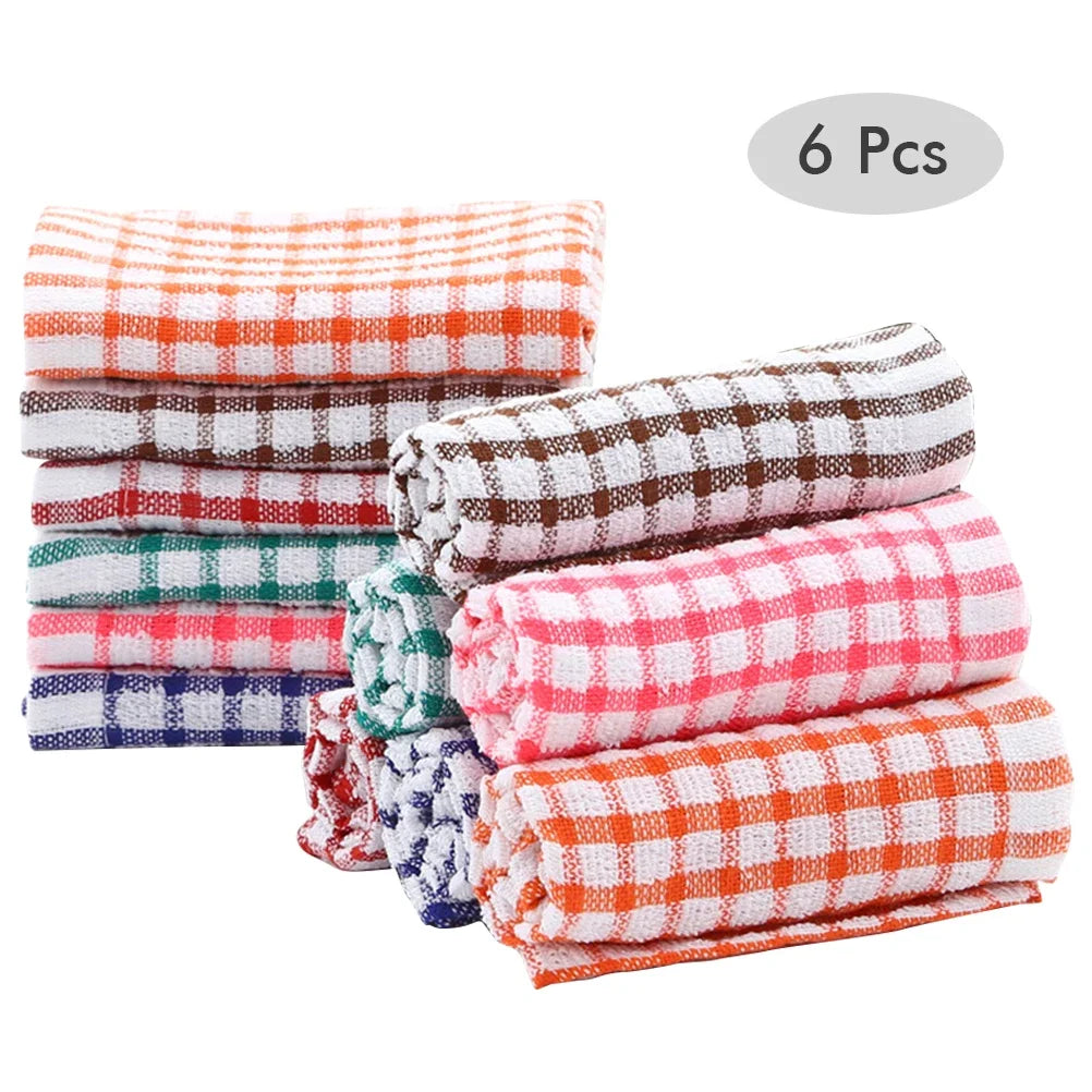 fachgo | 6PCS Cotton Kitchen Tea Towels Absorbent Lint Free Catering Restaurant Cloth Dish Towels Cleaning Cloth Kitchen Cleaning Towel