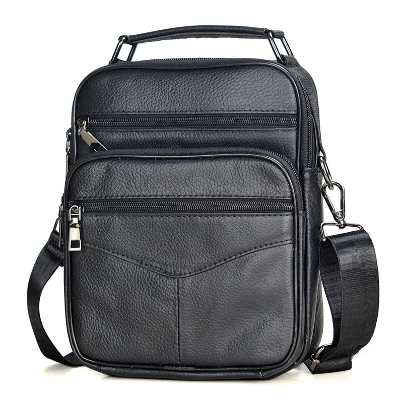 fachgo | Men's Natural Leather Handbag For Tablet Male Genuine Leather Shoulder Bag Small Men Travel Messenger Crossbody Bags Tote