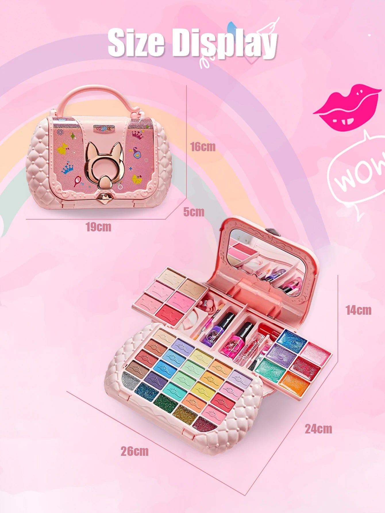 fachgo | Children's cosmetics set, girl's mirror, princess, real washable, pretending to play with beauty toys, non-toxic and safe gift