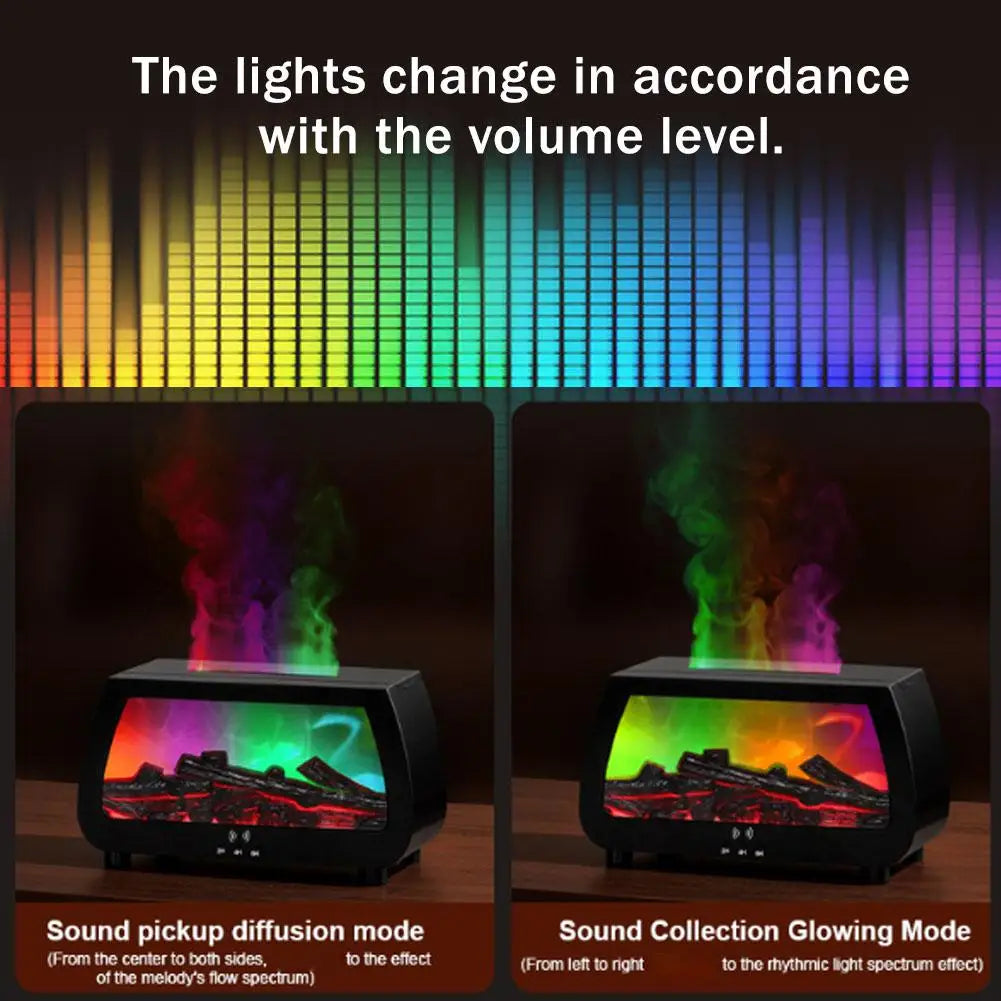 Auto Aroma Diffuser Faux Fireplace Flame Effect Essential Oil Humidifier With Remote Control LED Light Quiet Desktop Diffuser