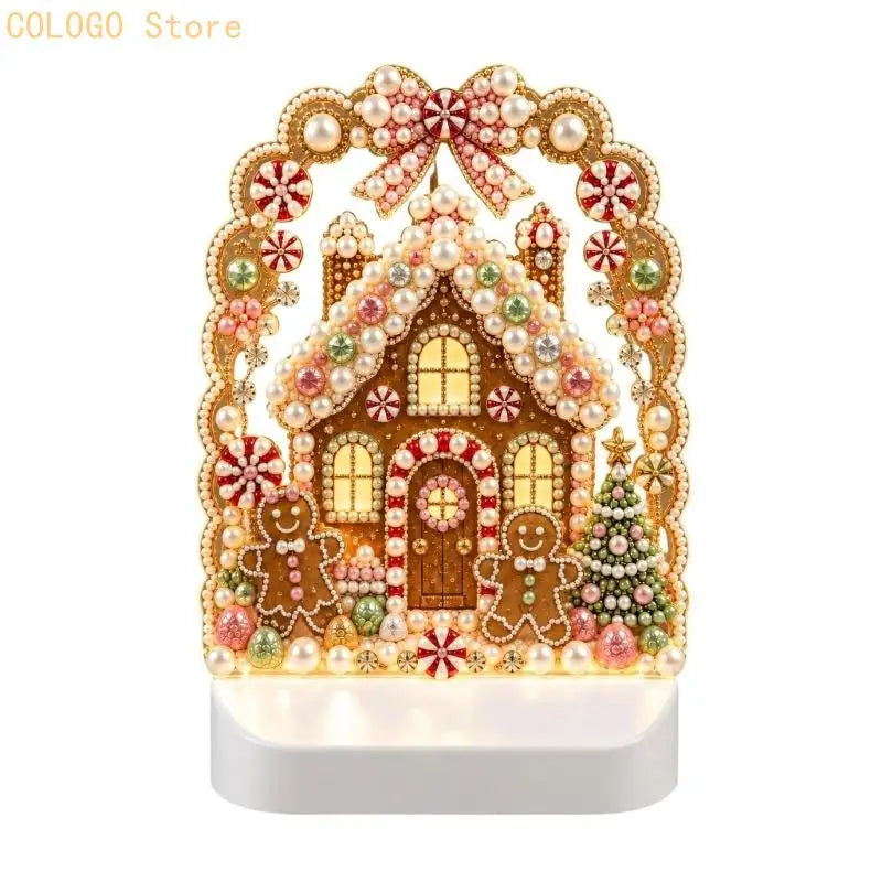 Christmas LED Acrylic Art Set with Faceted Pieces for a Handmade Indoor Display Project That Glows During Evening Use D0LD