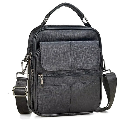 fachgo | Men's Natural Leather Handbag For Tablet Male Genuine Leather Shoulder Bag Small Men Travel Messenger Crossbody Bags Tote