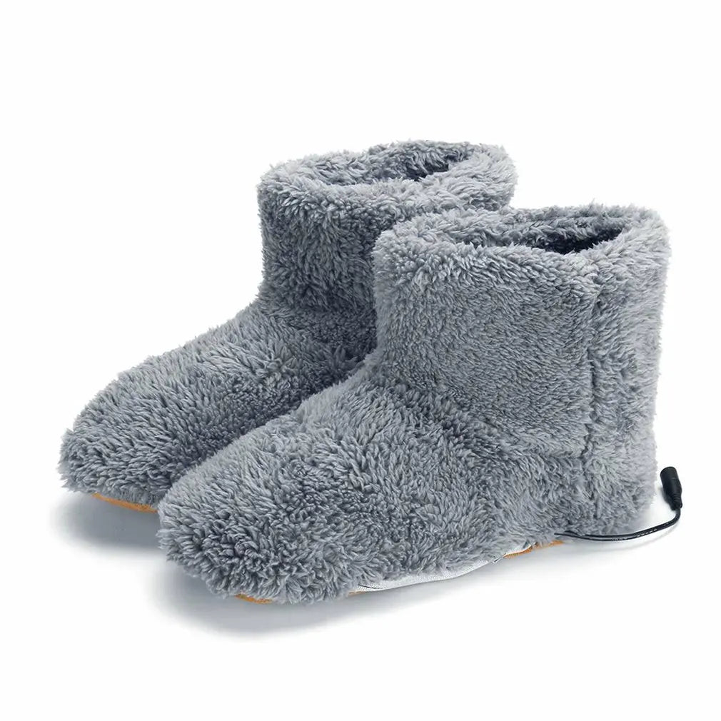 USB Heater Shoes Men Women Winter Warm Snow Boots Foot Warmer Plush Heating Rechargeable Slippers Electric Heated Slippers