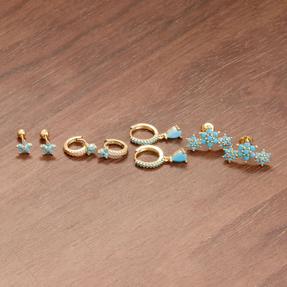 fachgo | 8-Piece Gold-Plated Hoop Earrings Set