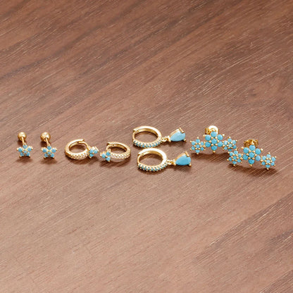 fachgo | 8-Piece Gold-Plated Hoop Earrings Set