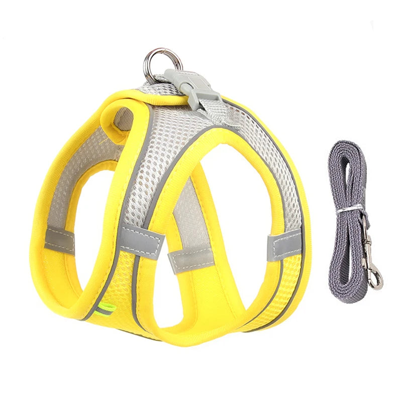 fachgo | Dog Harness Leash Set for Small Dogs Adjustable Puppy Cat Harness Vest French Bulldog Chihuahua Pug Outdoor Walking Lead Leash