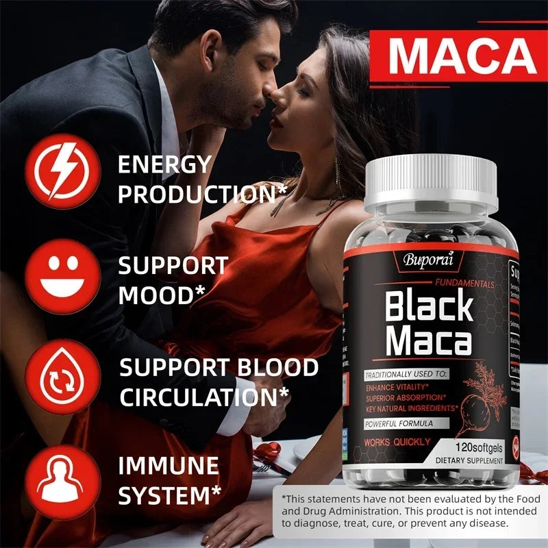fachgo | Black Maca Supplement - Natural Nergizer, Improve Performance, Energy, Endurance Muscle Mass Improve, Balance Hormones