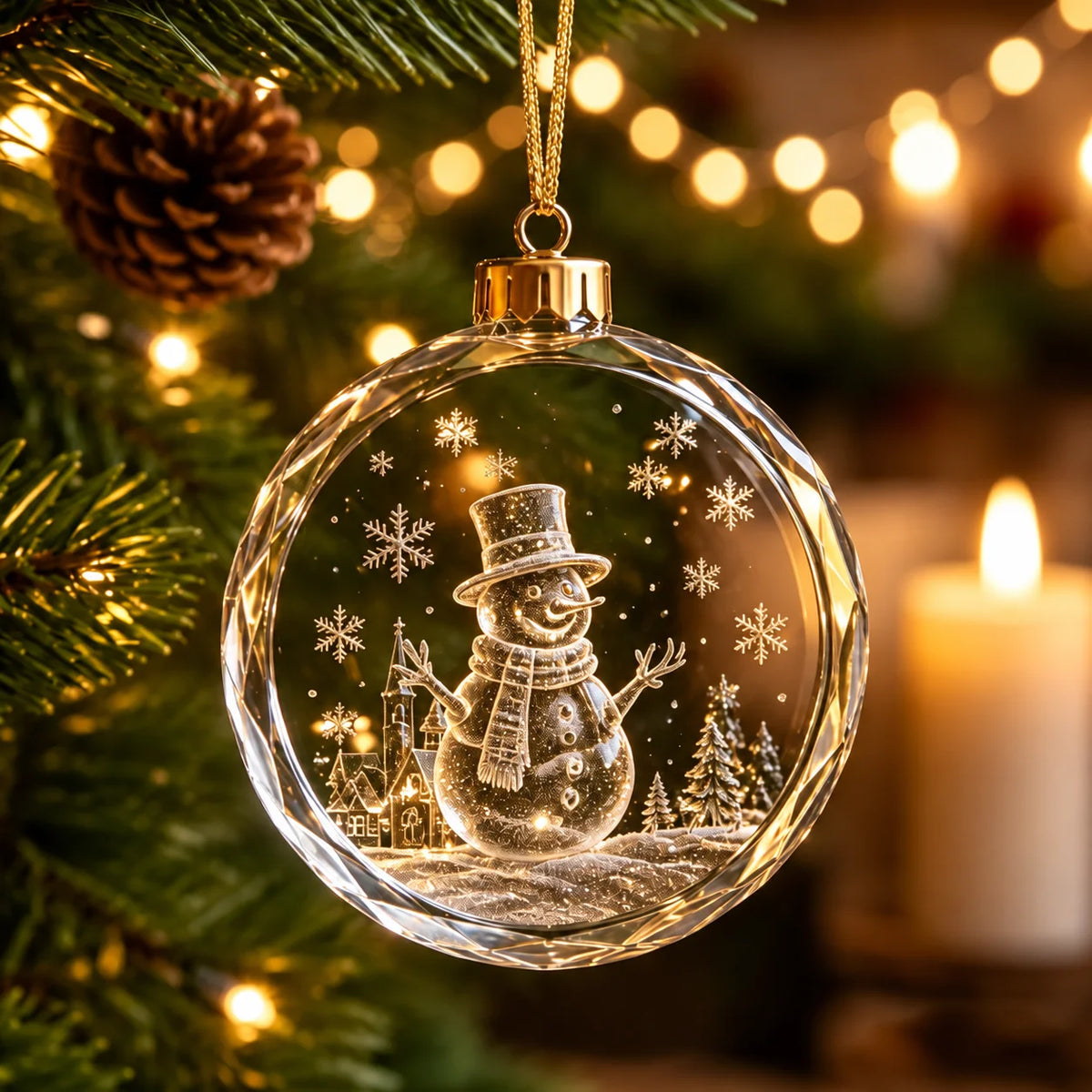 Christmas Tree Ornament Warm Holiday Hanging Decoration Winter Scenery Ornament Acrylic Transparent Acrylic Pendant For Mantel