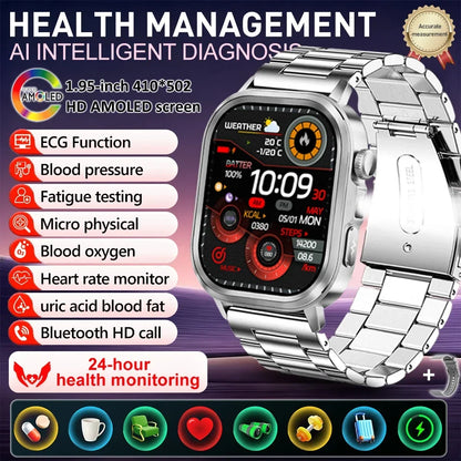 fachgo | New Accurate Blood Pressure Smart Watch Uric Acid ECG+PPG Blood Oxygen Body Analysis Body Fat LED Flashlight smart watches 2025