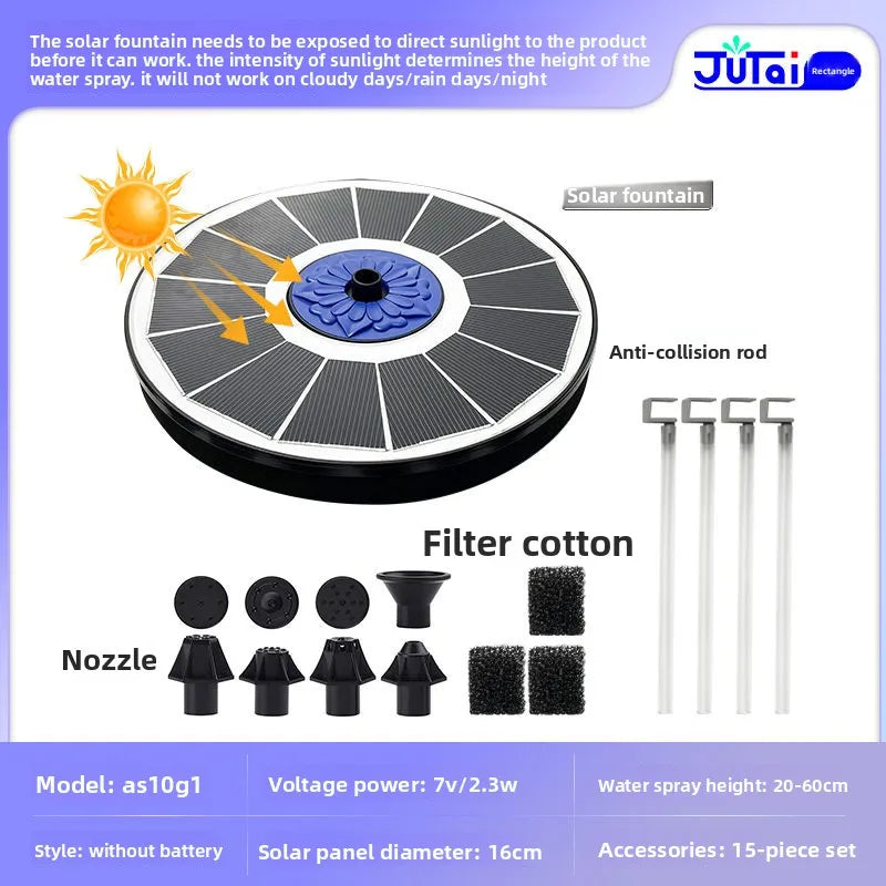fachgo | Solar Fountain Outdoor Garden Water Feature Floating Bird Bath No Electricity Needed