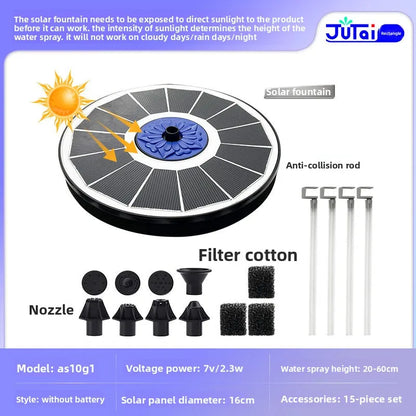fachgo | Solar Fountain Outdoor Garden Water Feature Floating Bird Bath No Electricity Needed
