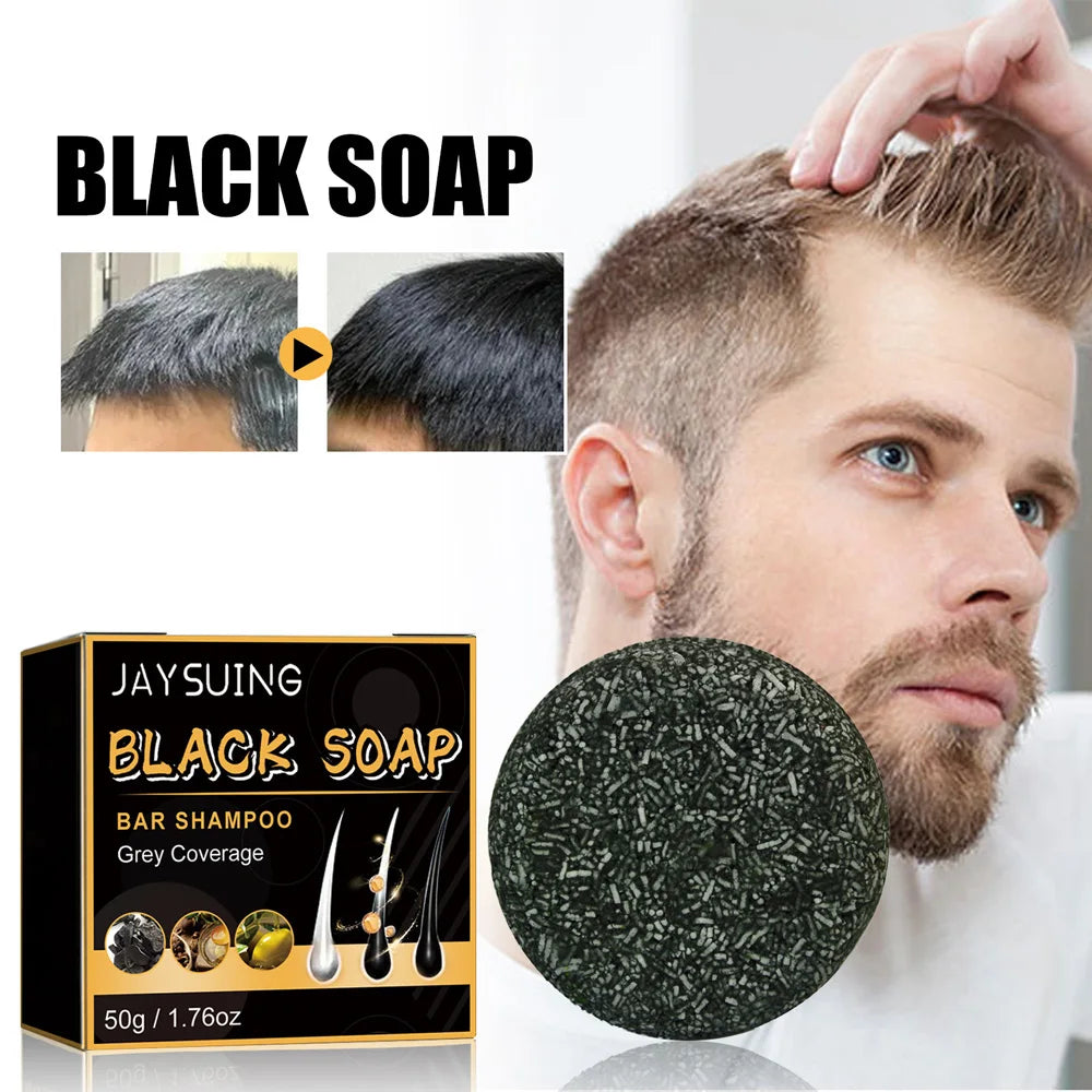 fachgo | Hair Shampoo Soap Polygonum Multiflorum Black Soap White Hair Repair Soap Hair Care Set Nourishing Anti Dandruff Hair Dye Soap