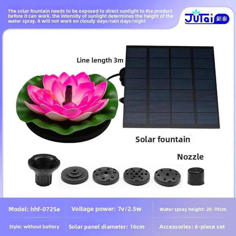 fachgo | Solar Fountain Outdoor Garden Water Feature Floating Bird Bath No Electricity Needed
