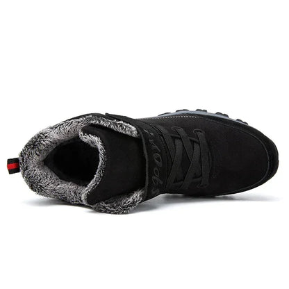 fachgo | Waterproof Winter Men Boots Suede Warm Snow Outdoor Sneakers Boots Men Work Casual Shoes High-top Non-slip Ankle Boots