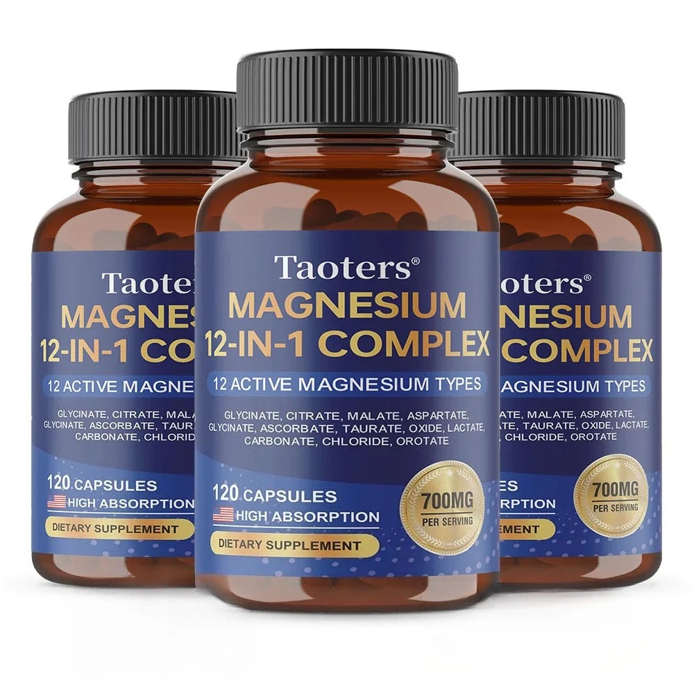 12-in-1 Magnesium Complex Supplement – High Absorption Rate, Supports Muscles, Nerves and Sleep, Suitable for Men and Women
