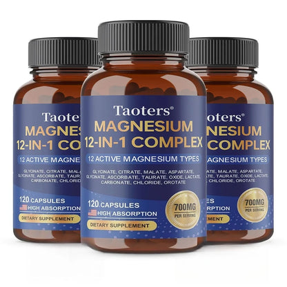 12-in-1 Magnesium Complex Supplement – High Absorption Rate, Supports Muscles, Nerves and Sleep, Suitable for Men and Women