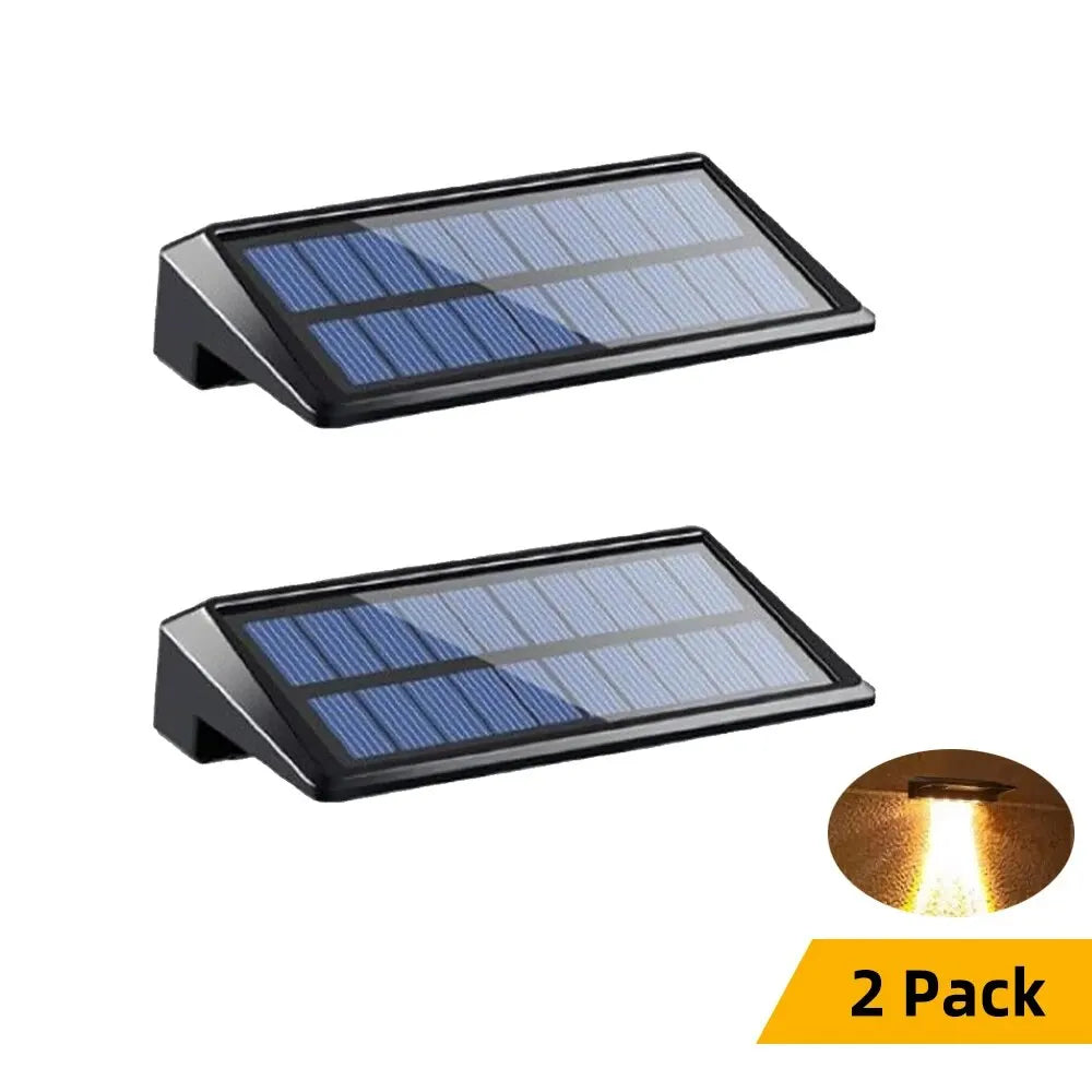 fachgo | 2 Pack Solar Wall Lights 4 LED Solar Fence Lights Outdoor Waterproof Solar Deck Lights Wall Lights for Fence Post Yard Pathway