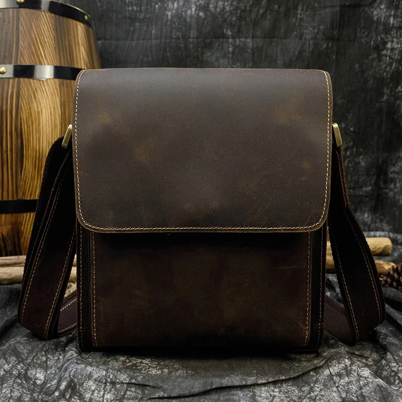 fachgo | High Quality Men's Leather Shoulder Bag Genuine Leather Crossbody Bags For Male Messenger Bags Vintage Sling Bags Man Bags 2024