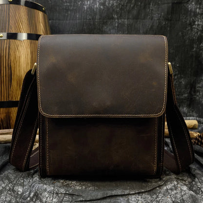 fachgo | High Quality Men's Leather Shoulder Bag Genuine Leather Crossbody Bags For Male Messenger Bags Vintage Sling Bags Man Bags 2024