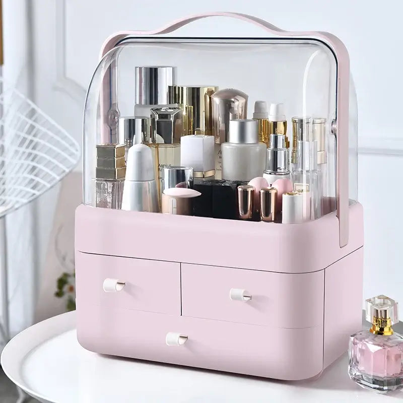 fachgo | 1pc Cosmetics Receiving Box Dust-Proof Desktop Makeup Organizer with Drawer for Skin Care Products Household Storage Box Shelf
