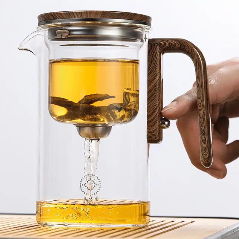 fachgo | 1 Set Glass Teapot With Infuser One Click Magnetic SwitchTea Separation Filtration Glass Tea Pot Drip-Free Spout Tea Pot
