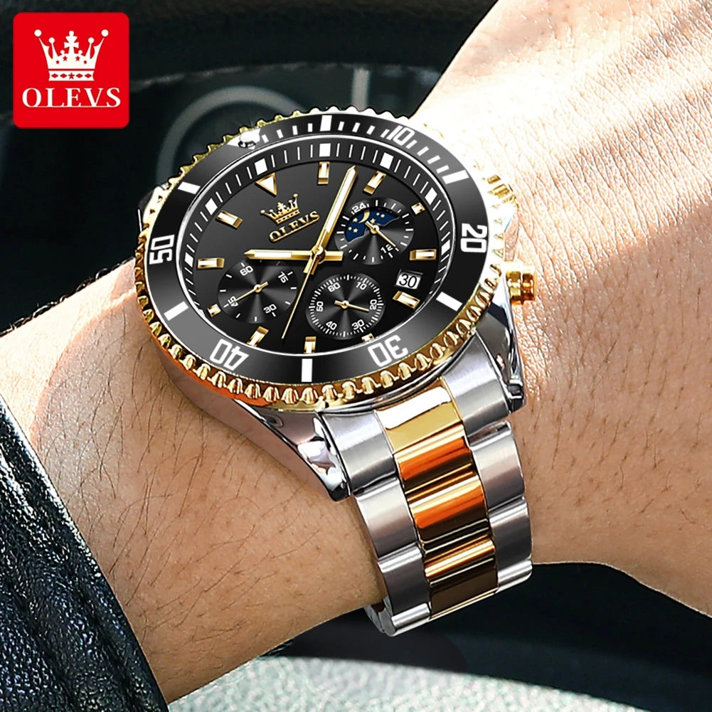 fachgo | OLEVS Moon Phase Chronograph Men’s Watch