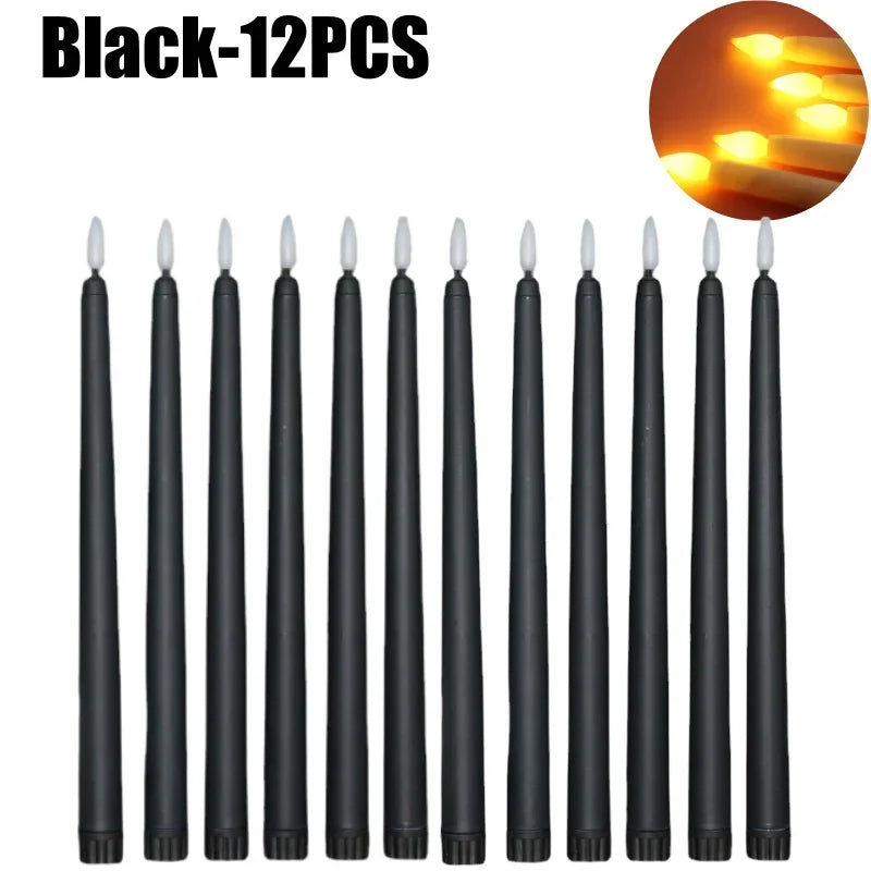 LED Flameless Taper Candles Battery Operated Realistic Flickering Remote Control Dinner Wedding Party Decoration Long Candles