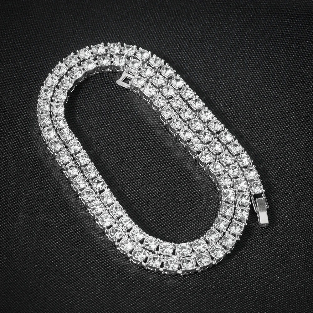 fachgo | Luxury Paved Crystal Heart 13mm Cuban Link Chain Necklace for Women Hip Hop Iced Out Round Square Tennis Chain Bracelet Jewelry