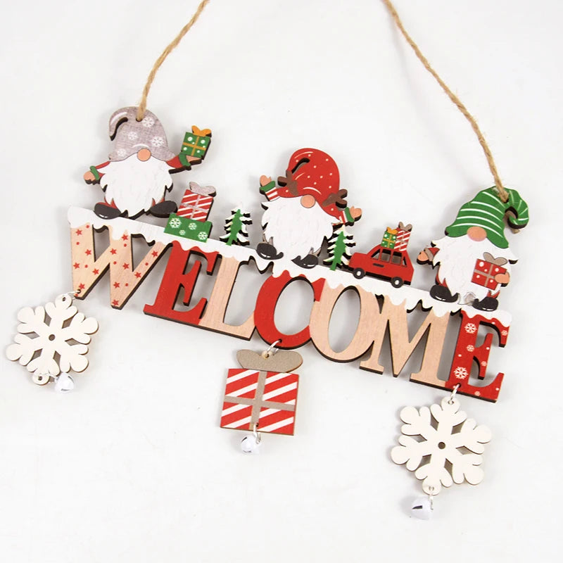 fachgo | Christmas Wooden Decorations Wall Porch Letter Pendant Snowman Hang Up Creative Decorative Crafts
