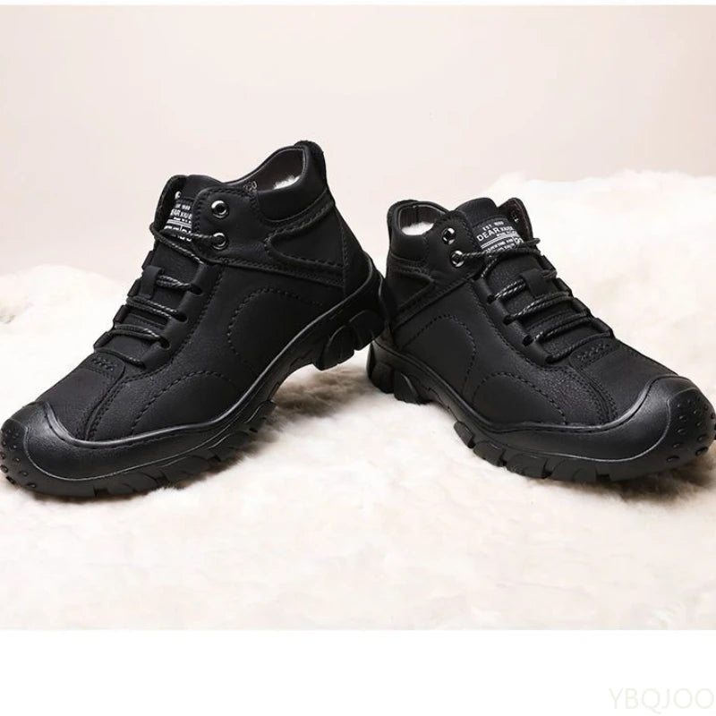 fachgo | Men's Winter Velvet Thick Boots Outdoor High Top Snow boots Casual Waterproof Shoes New Lace Up Men Cotton Shoes Botas Zapatos ﻿