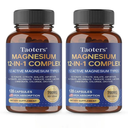 12-in-1 Magnesium Complex Supplement – High Absorption Rate, Supports Muscles, Nerves and Sleep, Suitable for Men and Women