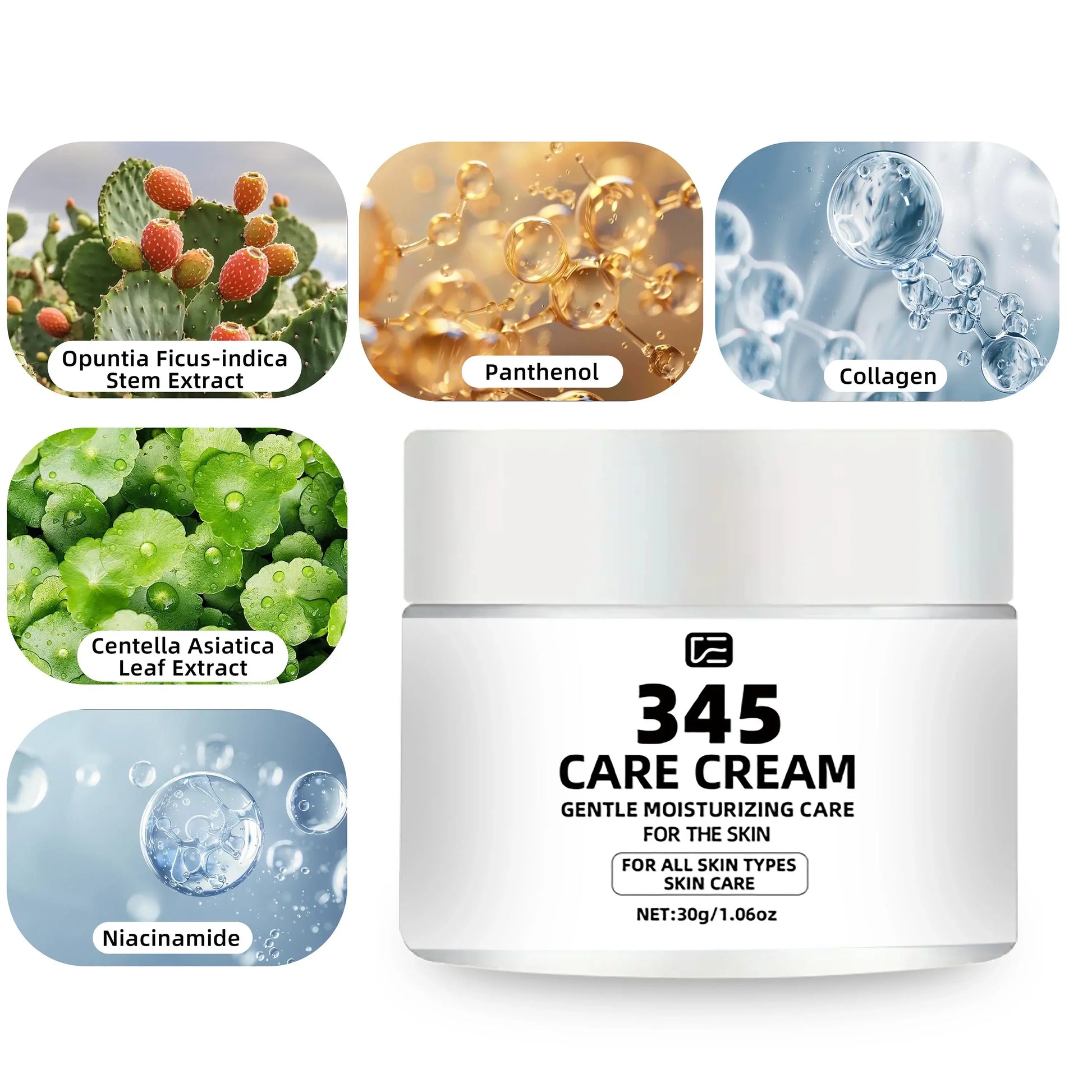 fachgo | 345 CARE CREAM: Collagen & Niacinamide Moisturizer - Daily Hydrating, Firming & Even skin tone Face Cream for All Skin Types