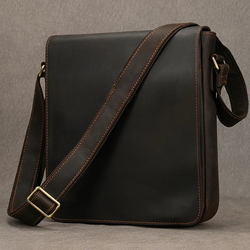 fachgo | High Quality Men's Leather Shoulder Bag Genuine Leather Crossbody Bags For Male Messenger Bags Vintage Sling Bags Man Bags 2024