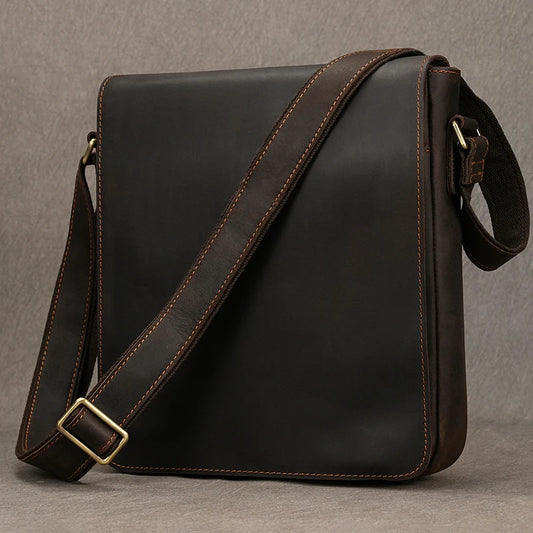 fachgo | High Quality Men's Leather Shoulder Bag Genuine Leather Crossbody Bags For Male Messenger Bags Vintage Sling Bags Man Bags 2024