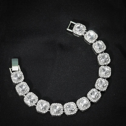 fachgo | Luxury Paved Crystal Heart 13mm Cuban Link Chain Necklace for Women Hip Hop Iced Out Round Square Tennis Chain Bracelet Jewelry