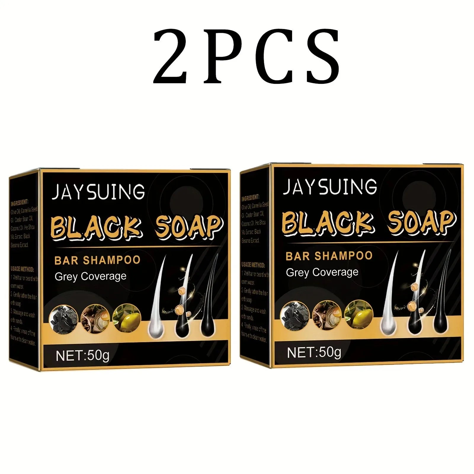 fachgo | Hair Shampoo Soap Polygonum Multiflorum Black Soap White Hair Repair Soap Hair Care Set Nourishing Anti Dandruff Hair Dye Soap
