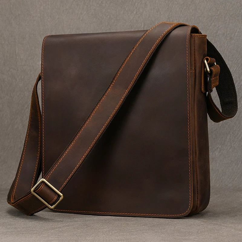 fachgo | High Quality Men's Leather Shoulder Bag Genuine Leather Crossbody Bags For Male Messenger Bags Vintage Sling Bags Man Bags 2024