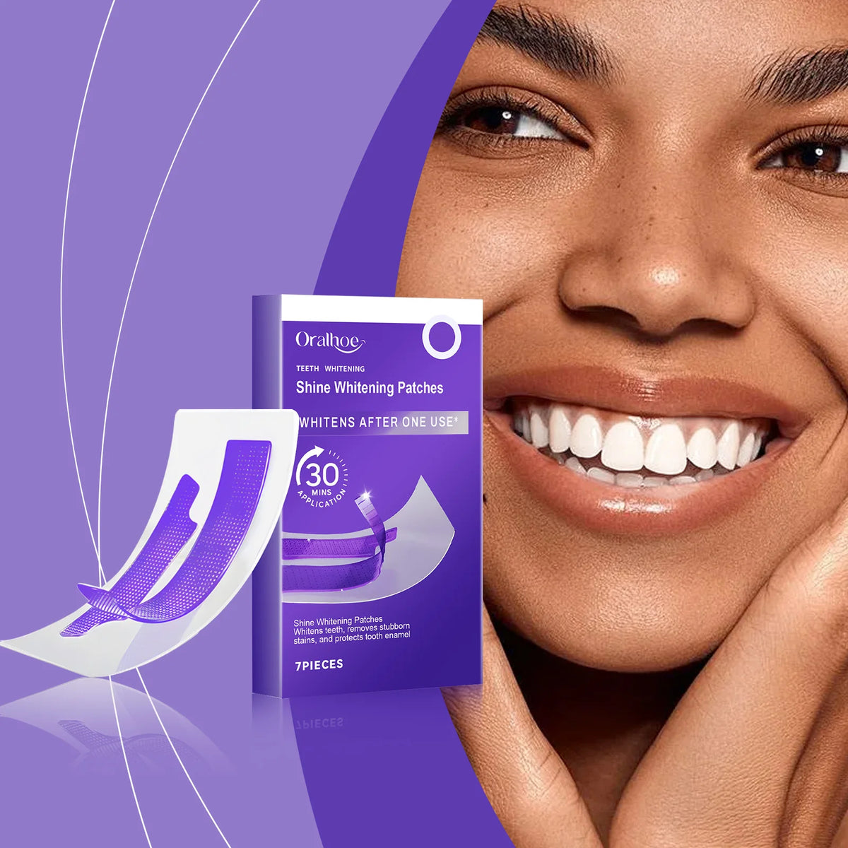 Purple Teeth Whitening Strips – Peroxide-Free, 30-Minute Brightening (7 Strips)